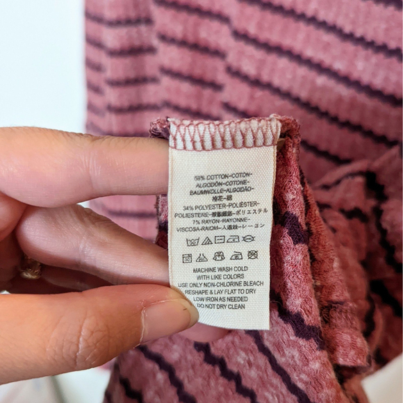 We The Free Women's Size Large Striped Top Boat Neck Peplum Pink Red - Picture 4 of 4